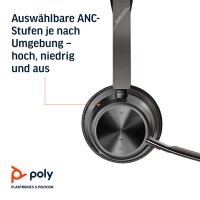 Poly - Voyager Focus 2 UC USB-A Headset (Plantronics) - Bluetooth Dual-Ear (Stereo) Headset with Boom Mic - USB-A PC/Mac Compatible - Active Noise Canceling - Works with Teams, Zoom & more